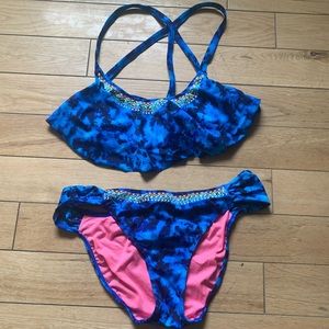 Super Flattering VS Pink Strappy Tie-Dye Bikini